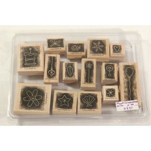 Stampin' Up! Stippled Celebrations Wood Rubber Stamps All Occasions 2003 Retired